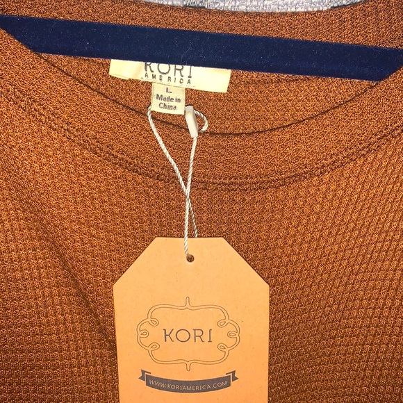 Kori Brown Leopard Pint Waffle Knit Top - Picture 3 of 5